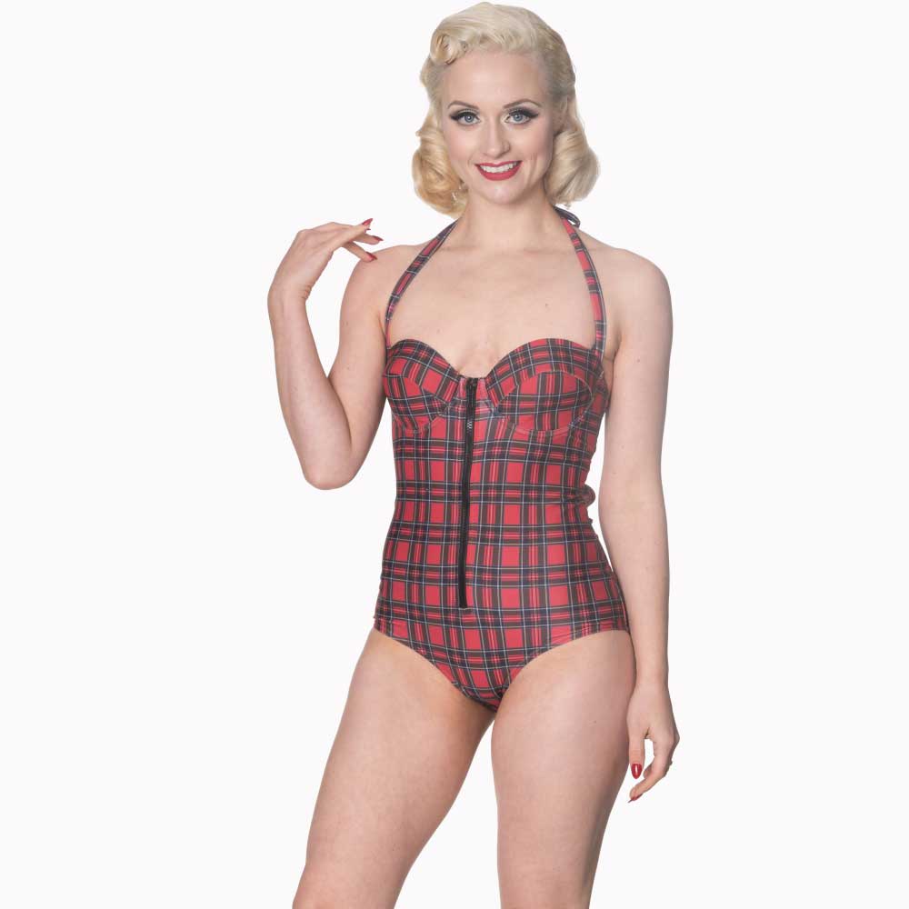 Banned - Wild plains tartan Badeanzug - Rot Product image
